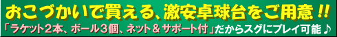 おこづかいで買える、激安卓球台をご用意!!